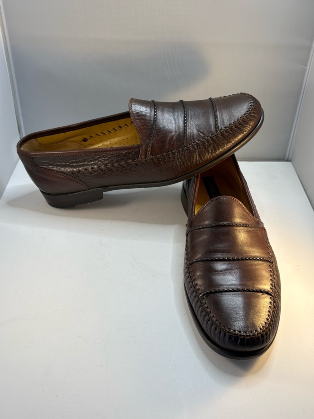 Mezlan Spyder Brown Leather Loafers Slip-On Mens Size 10M Spain Casual Designer